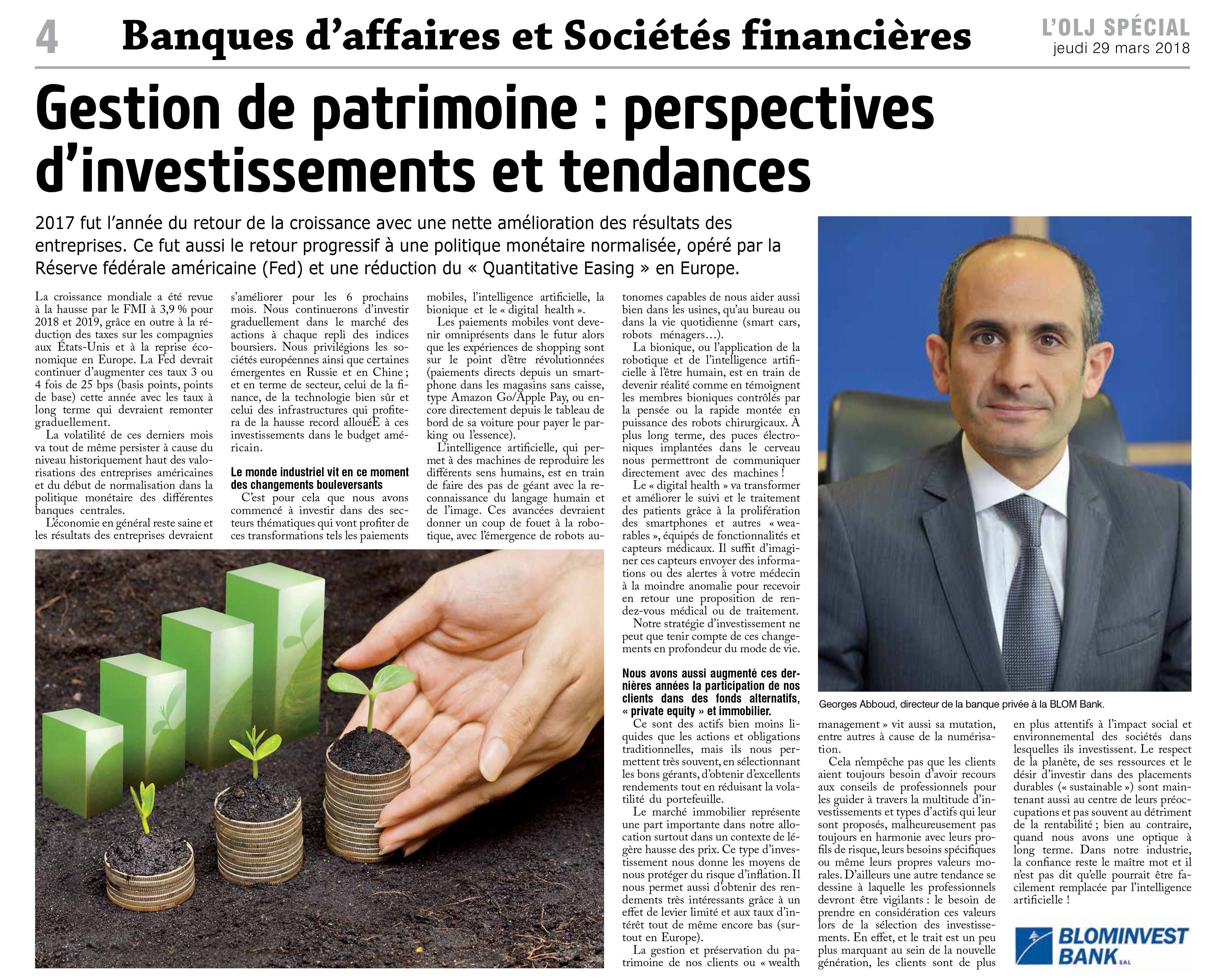  Gestion de Patrimoine: Perspectives d’investissements et Tendances.